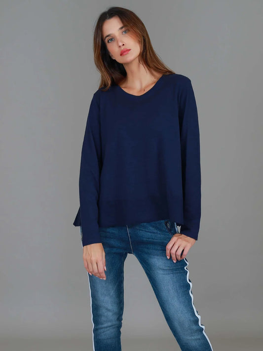 Sonya Long Sleeve Cropped Hip-Length T-Shirt
