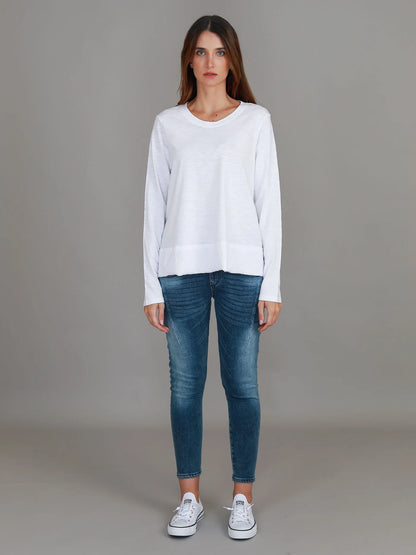 Sonya Long Sleeve Cropped Hip-Length T-Shirt