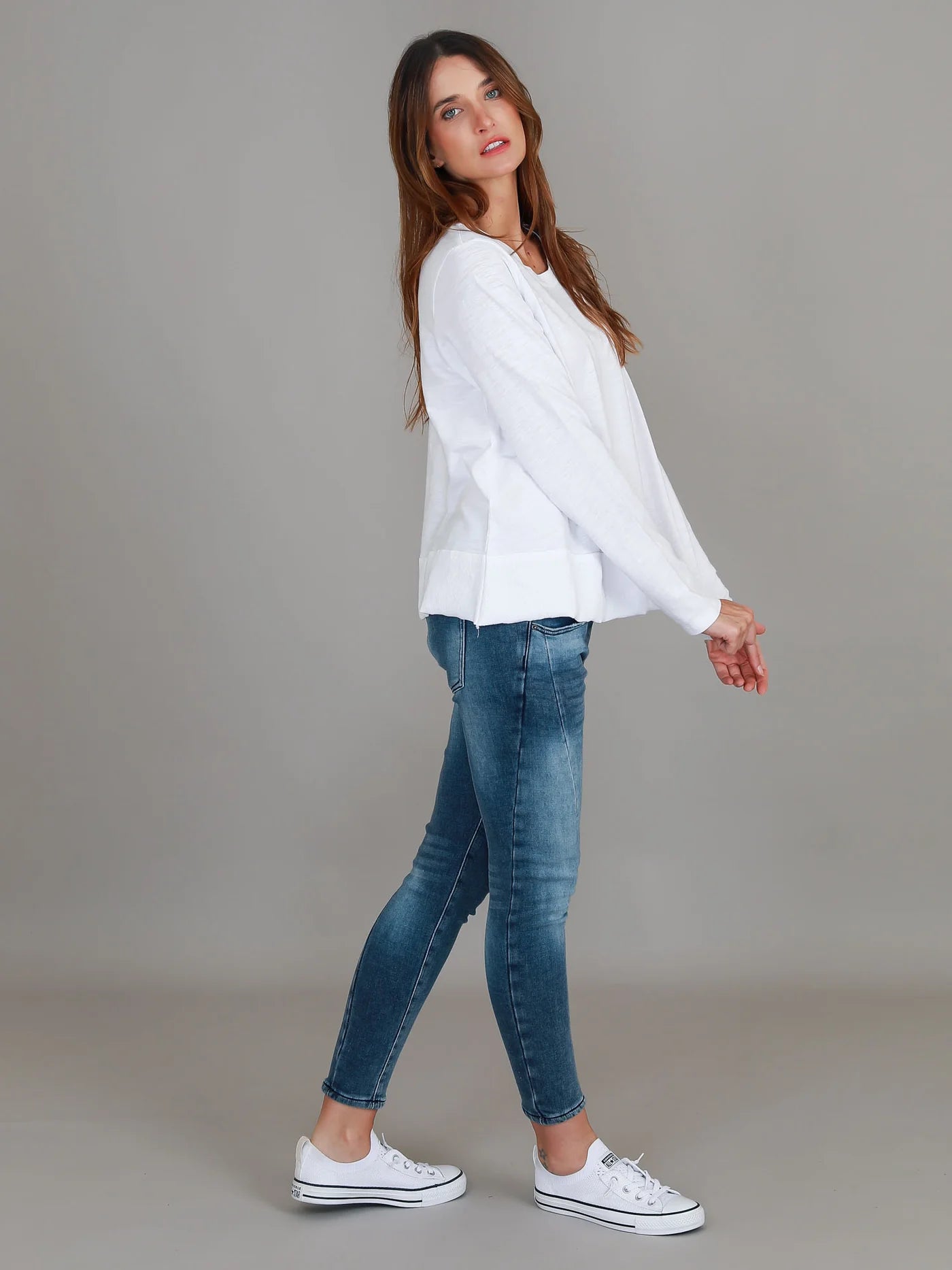 Sonya Long Sleeve Cropped Hip-Length T-Shirt