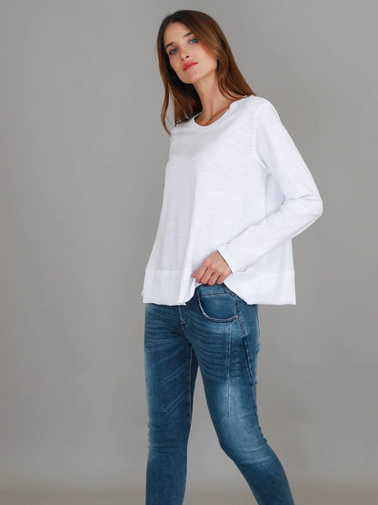 Sonya Long Sleeve Cropped Hip-Length T-Shirt