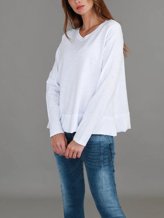 Sonya Long Sleeve Cropped Hip-Length T-Shirt