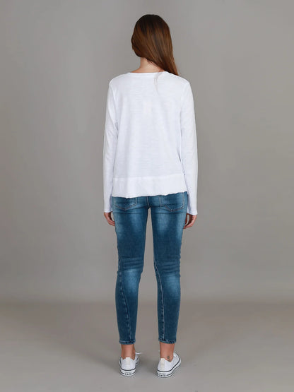 Sonya Long Sleeve Cropped Hip-Length T-Shirt