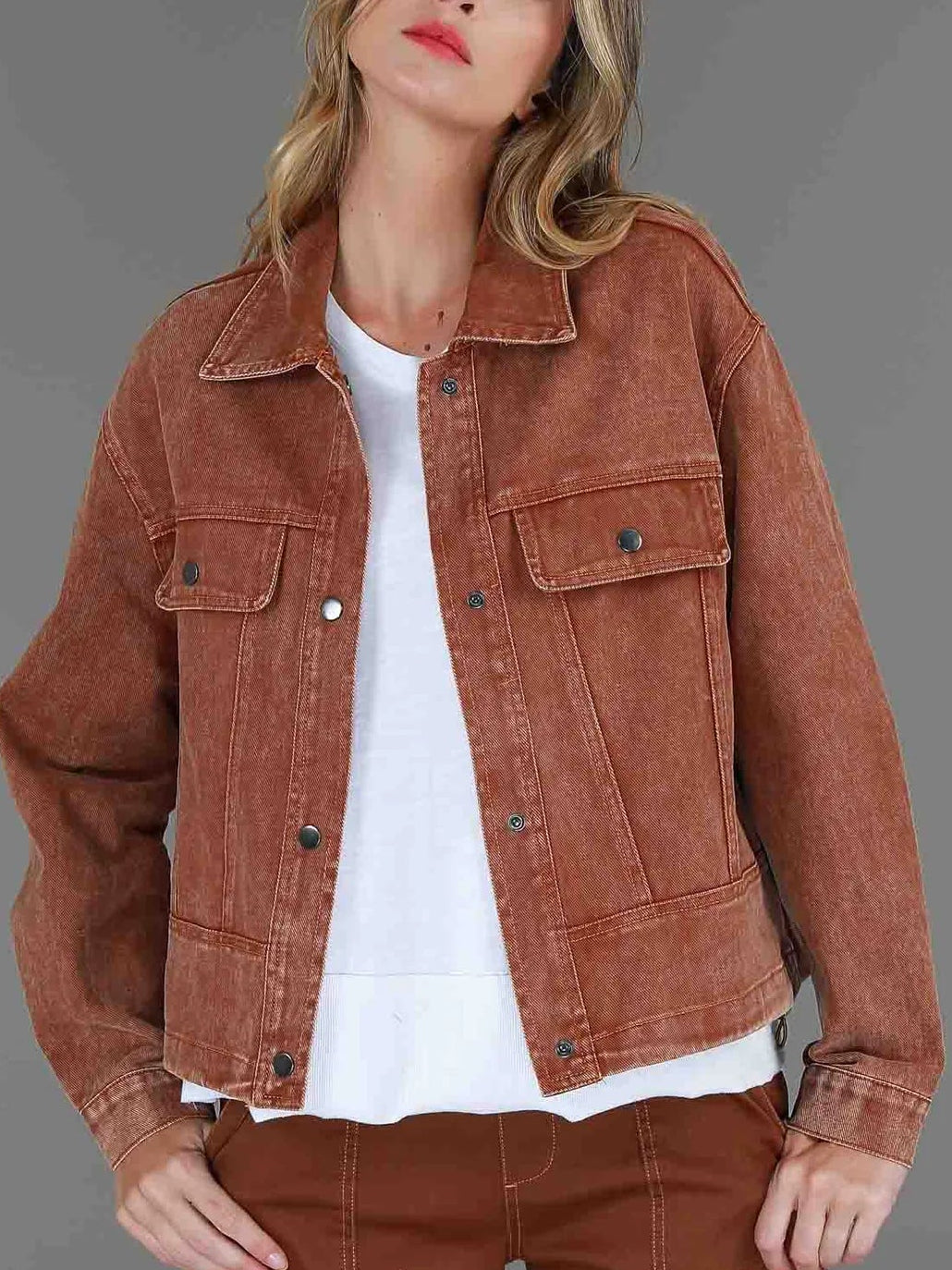 womens brown denim jacket