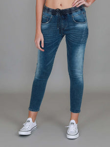 Margot Jogger Drawstring Jeans - Blue