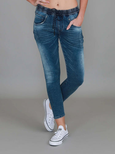 Margot Jogger Drawstring Jeans - Blue