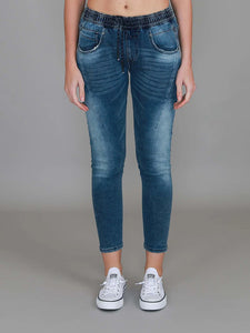 Margot Jogger Drawstring Jeans - Blue