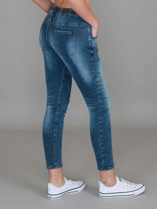 Margot Jogger Drawstring Jeans - Blue