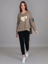 3rd story brown jumper with gold heart, 3rd story seaspray jumper gold heart