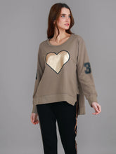 3rd story brown jumper with gold heart, 3rd story seaspray jumper gold heart