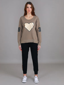 3rd story brown jumper with gold heart, 3rd story seaspray jumper gold heart