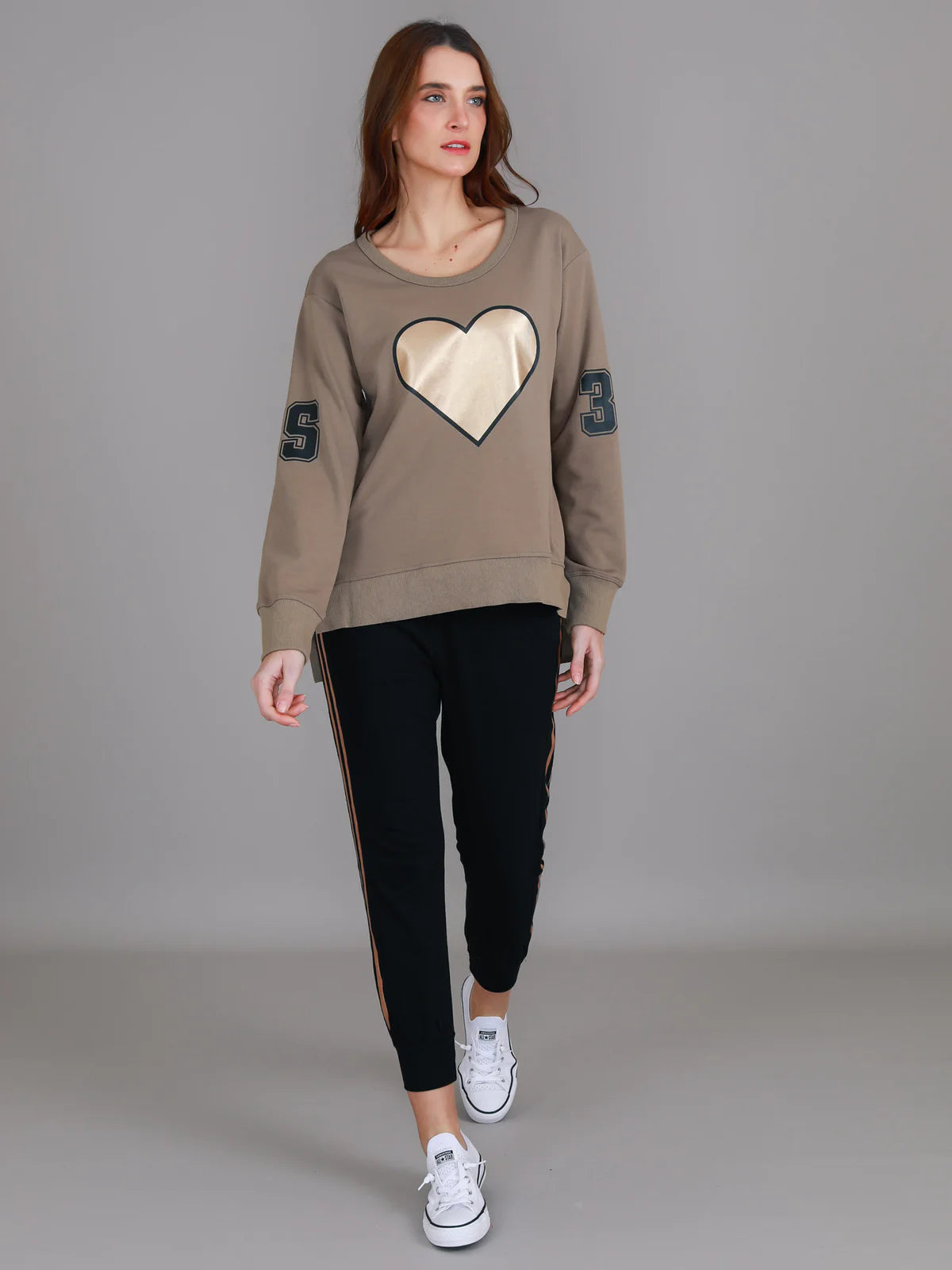 Seaspray Gold Heart Sweater - Tan (Ginger Taupe)