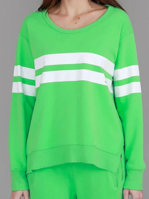 3rd Story Apple Green Jumper, Theresa Green. Jumper White Stripes