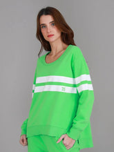 3rd Story Apple Green Jumper, Theresa Green. Jumper White Stripes