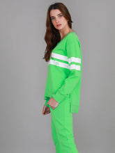 3rd Story Apple Green Jumper, Theresa Green. Jumper White Stripes