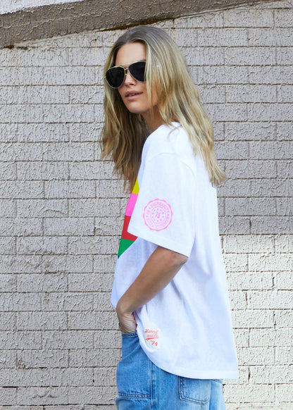 Rainbow Heart V Neck Tee - White