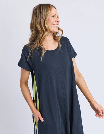 Recovery Dress - Navy & Neon Lemon