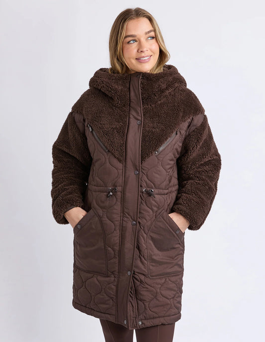 Annabella Longline Anorak - Coffee Bean