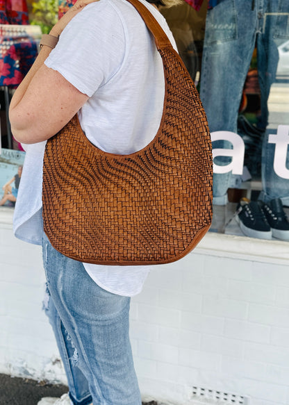 Hobart Woven Leather Hobo Bag