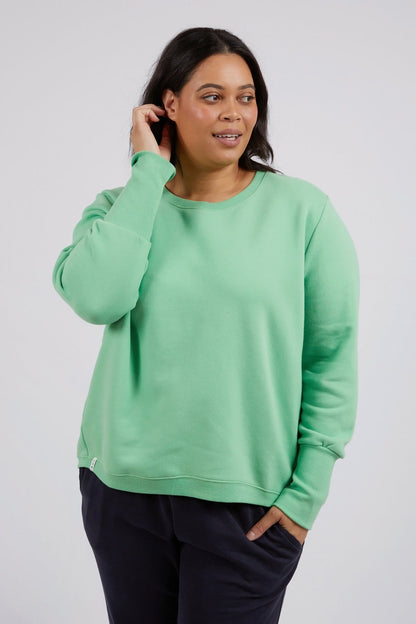 Elm long Sleeve Divine Cosy Crew Sweater, Green Elm jumper, Elm Stockits