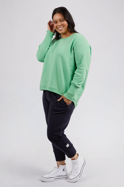 Elm long Sleeve Divine Cosy Crew Sweater, Green Elm jumper, Elm Stockits