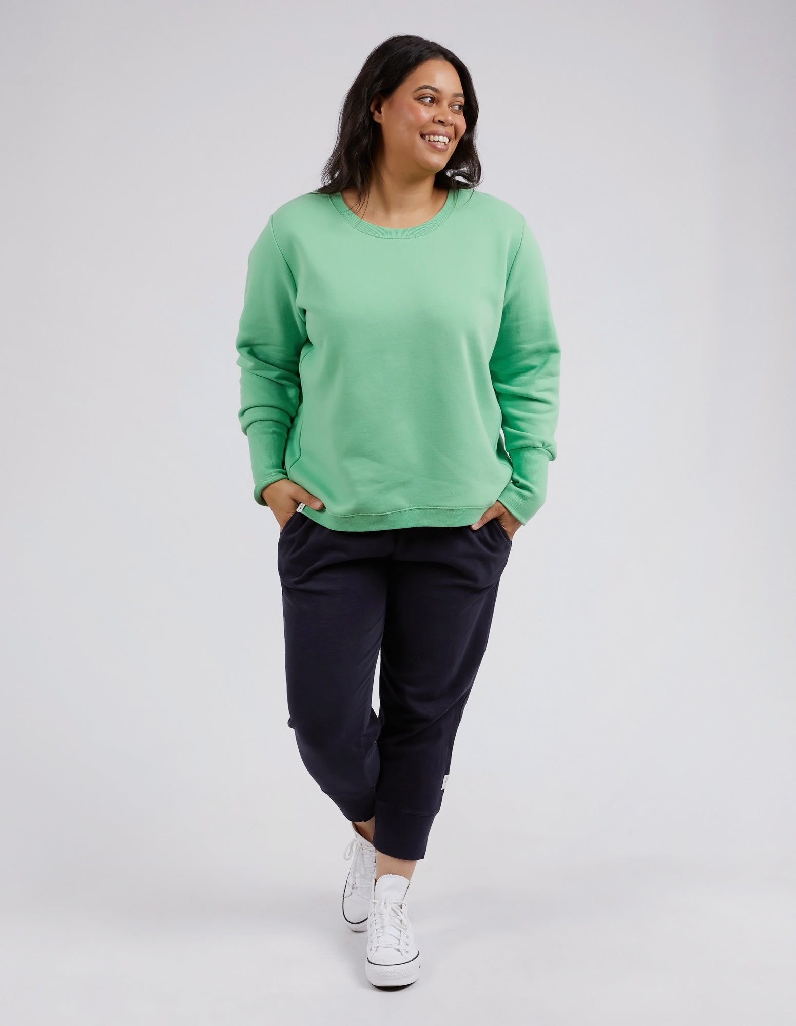 Elm long Sleeve Divine Cosy Crew Sweater, Green Elm jumper, Elm Stockits