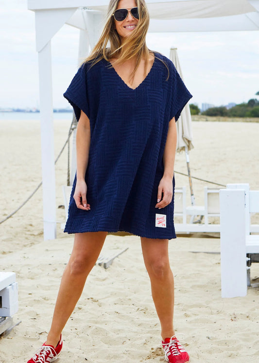 Salt & Sunshine Towelling Cover Up - Navy Blue