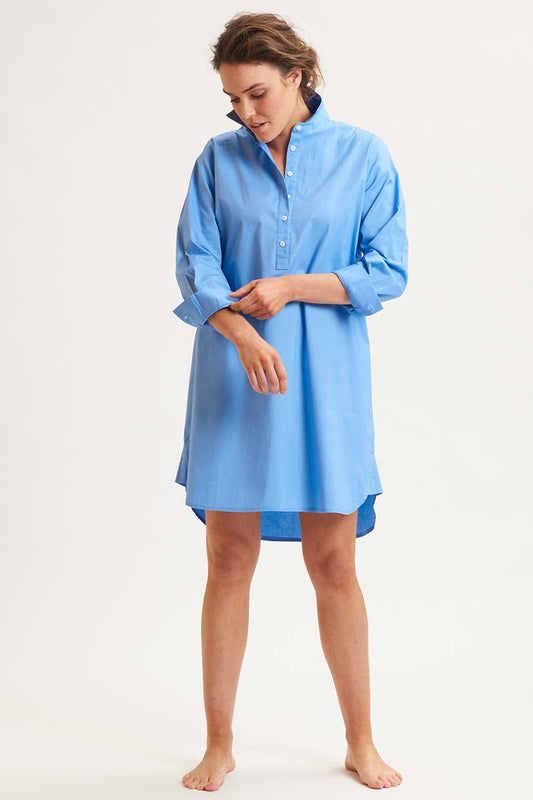 SHIRTY BANKER BLUE SHIRT DRESS, SHOP BANKER BLUE POPOVER DRESS, SHIRTY STOCKIST, SHIRTY ONLINE RETAILER, SHIRTY CLOTHING STOCKISTS, SHIRTY BRAND STOCKIST, SHIRTY POP ON SHIRT DRESS BLUE