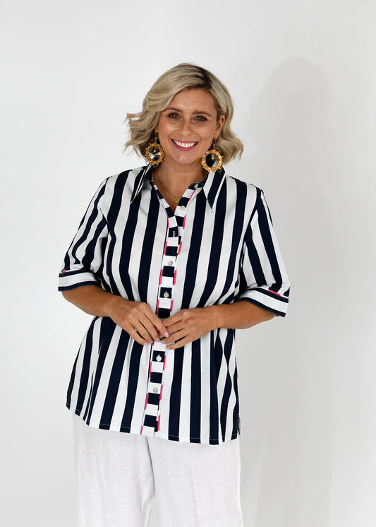 Francesca Shirt - Blue & White Stripe