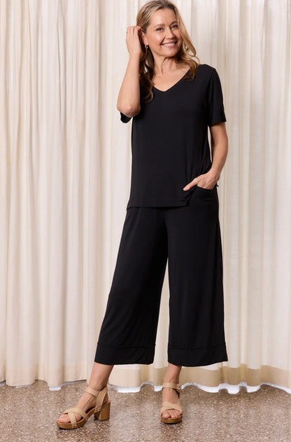 Micro Modal Culotte Resort Pants - Black (Plus Size)