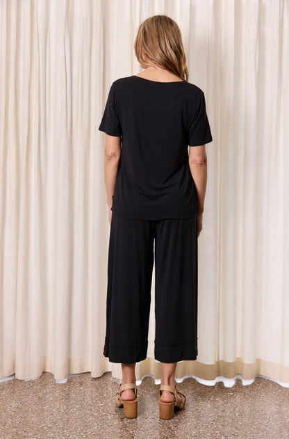 Micro Modal Culotte Resort Pants - Black (Plus Size)