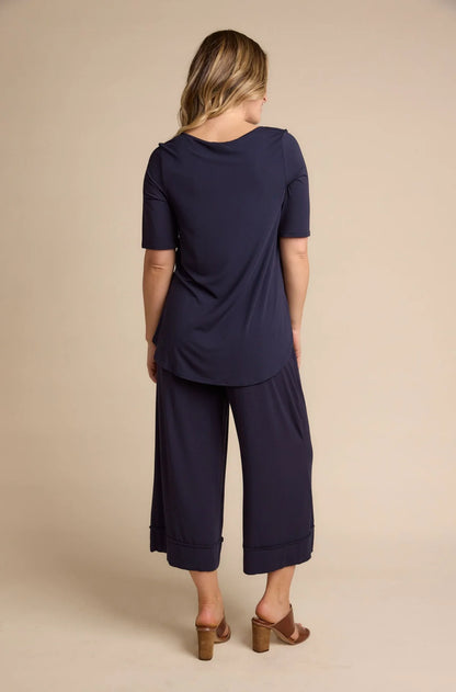 Micro Modal Culotte Resort Pants - Navy (Plus Size)