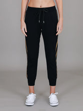 Gabby Gold Stripe Track Pant -  Black