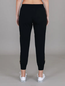 Gabby Gold Stripe Track Pant -  Black