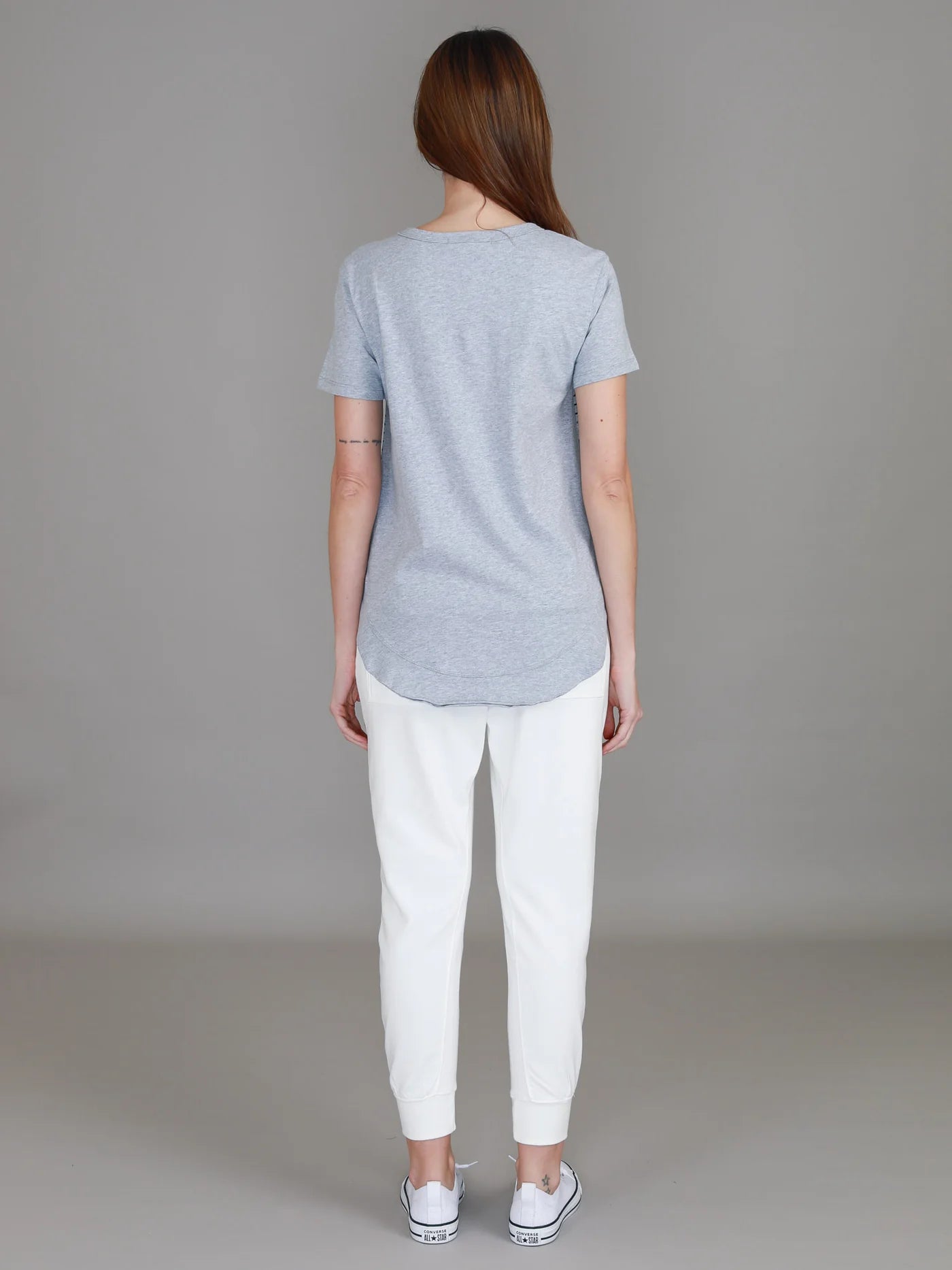 3rd Story womens lilly tee, lily silver stripe tshirt grey marle