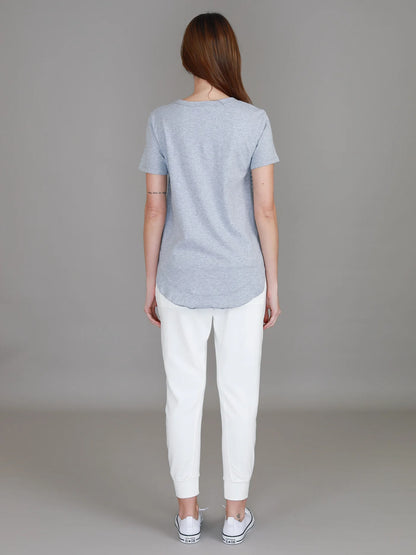 3rd Story womens lilly tee, lily silver stripe tshirt grey marle