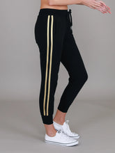 Gabby Gold Stripe Track Pant -  Black