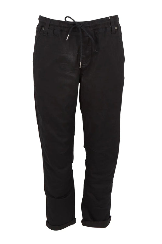 womens black cotton pants on a white background