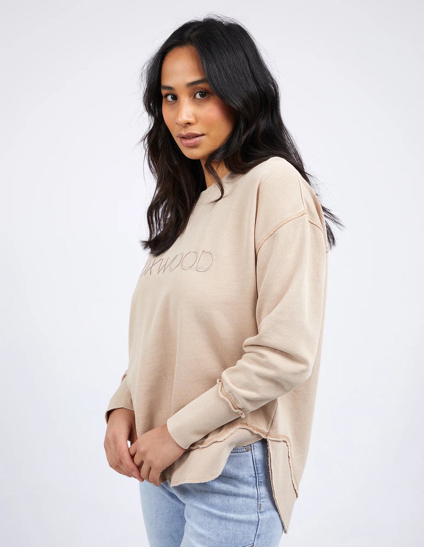 Shop Foxwood Simplified Crew Oatmeal, Foxwood Logo Jumper Cream, Foxwood Logo Sweater, Foxwood Stockists, Foxwood Online Stockists