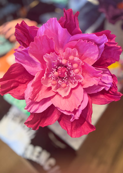 Large Poppy Paper Flower - Bright Pink