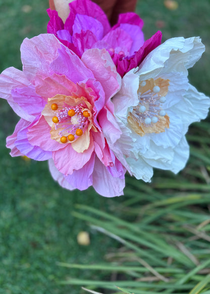 Large Poppy Paper Flower - Soft Pink with Apricot
