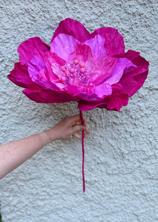 Large Poppy Paper Flower - Bright Pink
