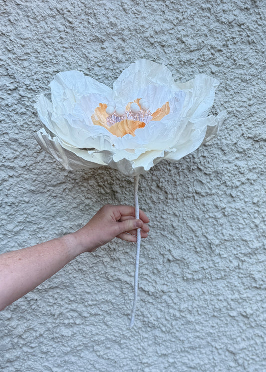 Large Poppy Paper Flower - White