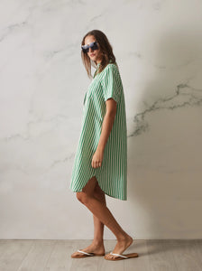 Ava Shirt Dress - Green Stripe
