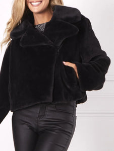 Heidi Faux Fur Jacket - Black