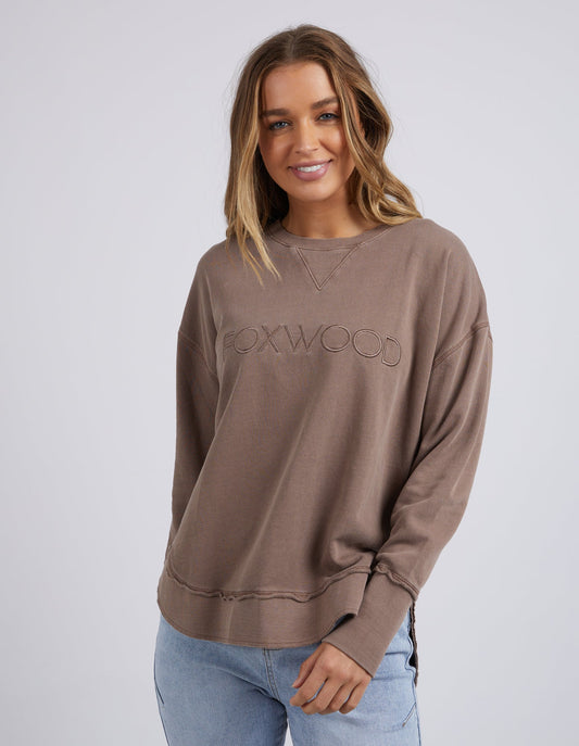 Shop Foxwood Simplified Crew, Foxwood Simplified Jumper, Foxwood Chocolate Brown Sweater, Foxwood Stockists