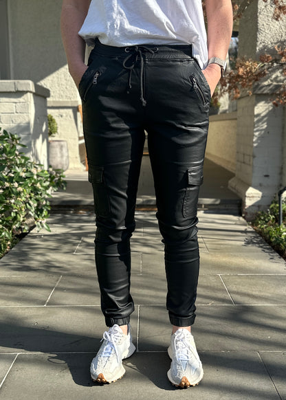 Shop Joey Joggers Black Leather Look, Shop Jenni Joggers Black Faux Leather, Buy Joey Joggers online Basic State Joggers, Basic State Joey Joggers