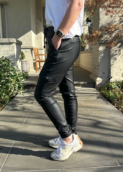 Shop Joey Joggers Black Leather Look, Shop Jenni Joggers Black Faux Leather, Buy Joey Joggers online Basic State Joggers, Basic State Joey Joggers