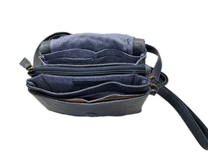 Shop Rugged Hide Alita Leather Bag, Buy Rugged Hide Alita Leather Clutch, Alita Crossbody Bag Navy
