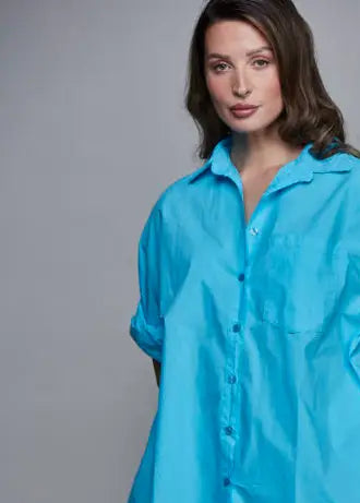 womens oversized blue shirt