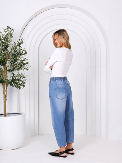 Leo Barrel Jeans - Blue Denim